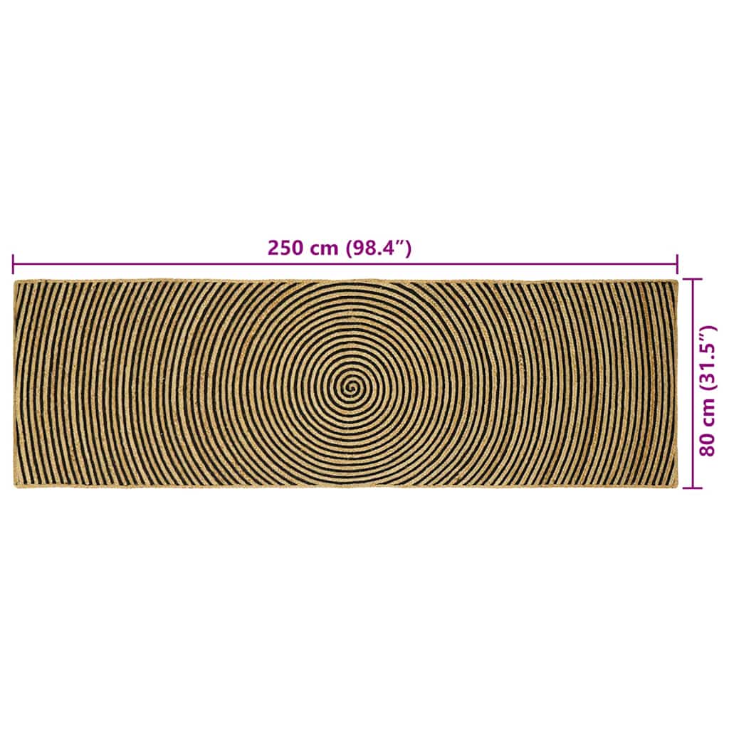 Χαλιά χώρου Μαύρο 80 x 250 cm Γιούτα