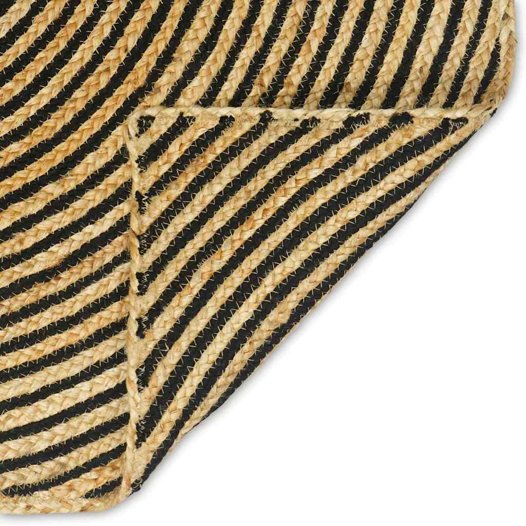 Χαλί Φυσικό και Μαύρο 200 x 200 cm Γιούτα