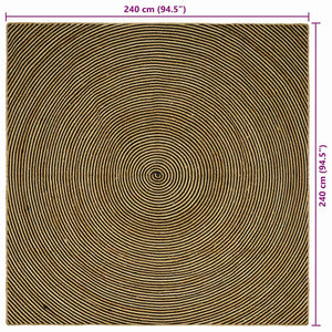 Χαλί Περιοχής Μαύρο 240 x 240 cm Γιούτα