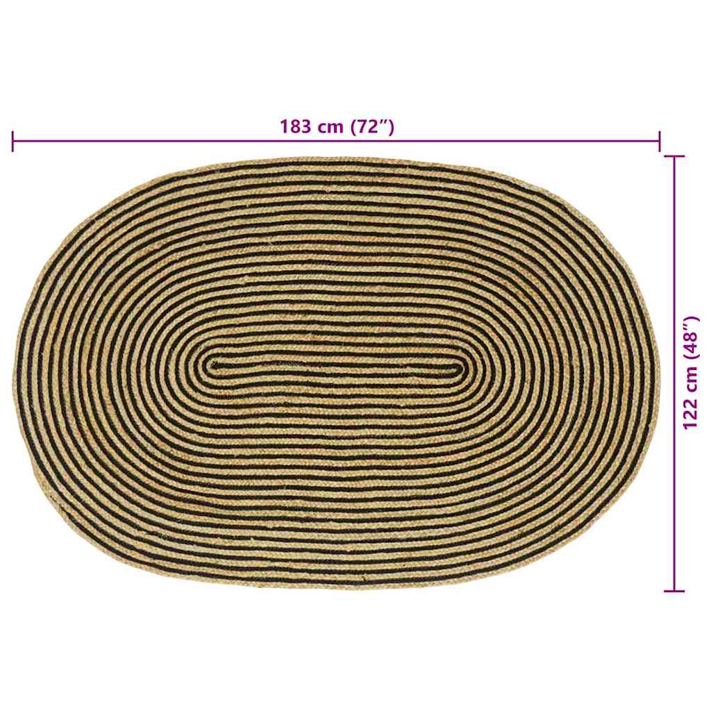 Χαλιά χώρου Φυσικό και Μαύρο 122 x 183 cm Γιούτα