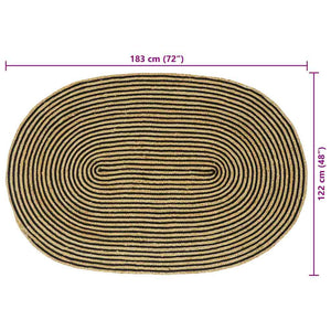 Χαλιά χώρου Φυσικό και Μαύρο 122 x 183 cm Γιούτα