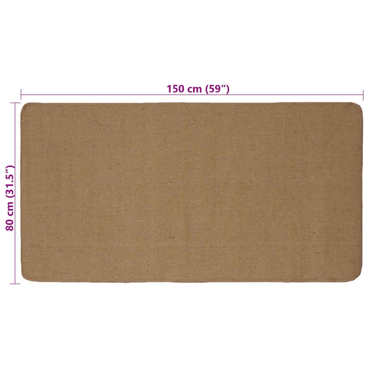 Χαλί Περιοχής Ανοιχτό καφέ 80 x 150 cm Γιούτα - Pakobazaar