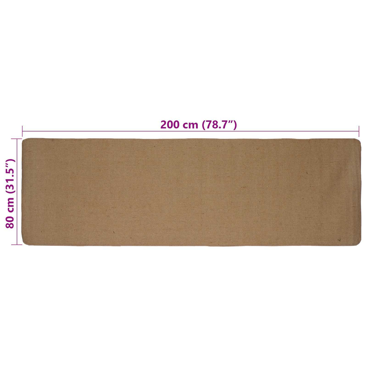 Χαλί Περιοχής Ανοιχτό καφέ 80 x 200 cm Γιούτα - Pakobazaar