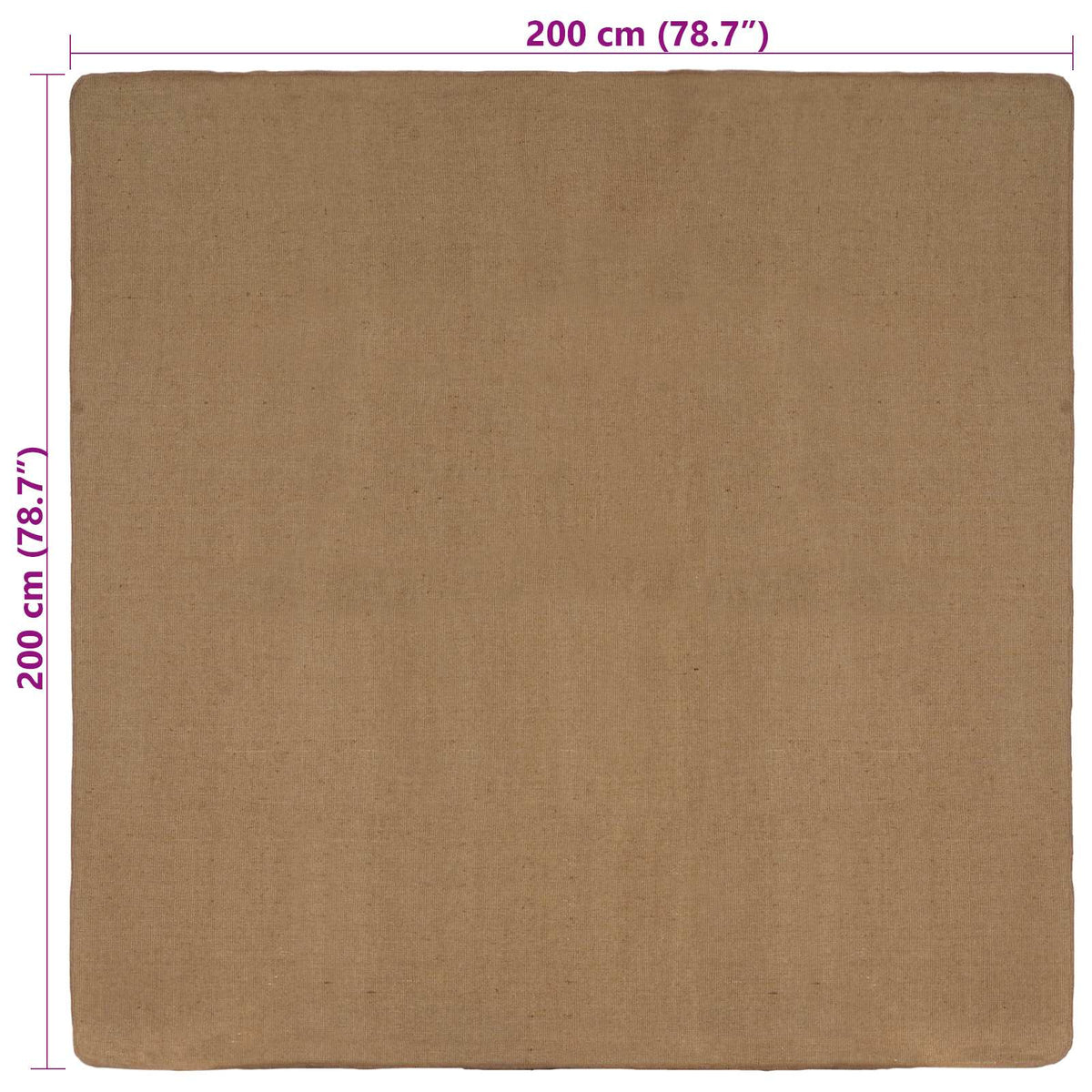 Χαλί Περιοχής Ανοιχτό καφέ 200 x 200 cm Γιούτα - Pakobazaar