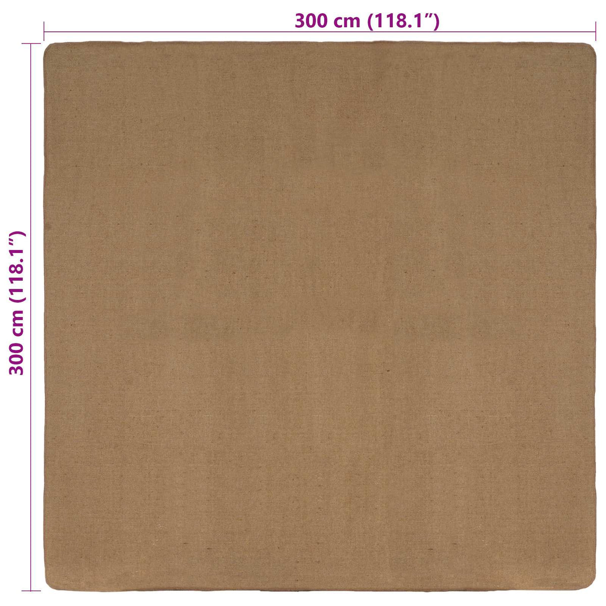 Χαλί Περιοχής Ανοιχτό καφέ 300 x 300 cm Γιούτα - Pakobazaar