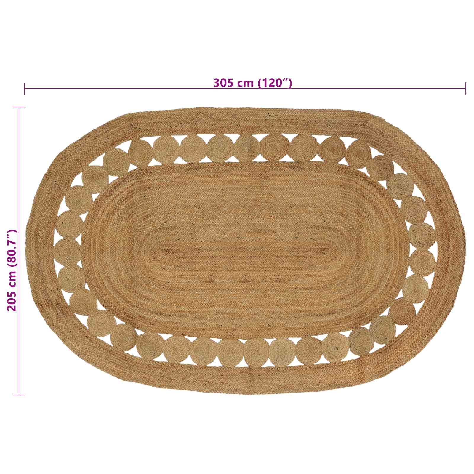 Χαλί Καφέ 205 x 305 εκ Γιούτα - Pakobazaar