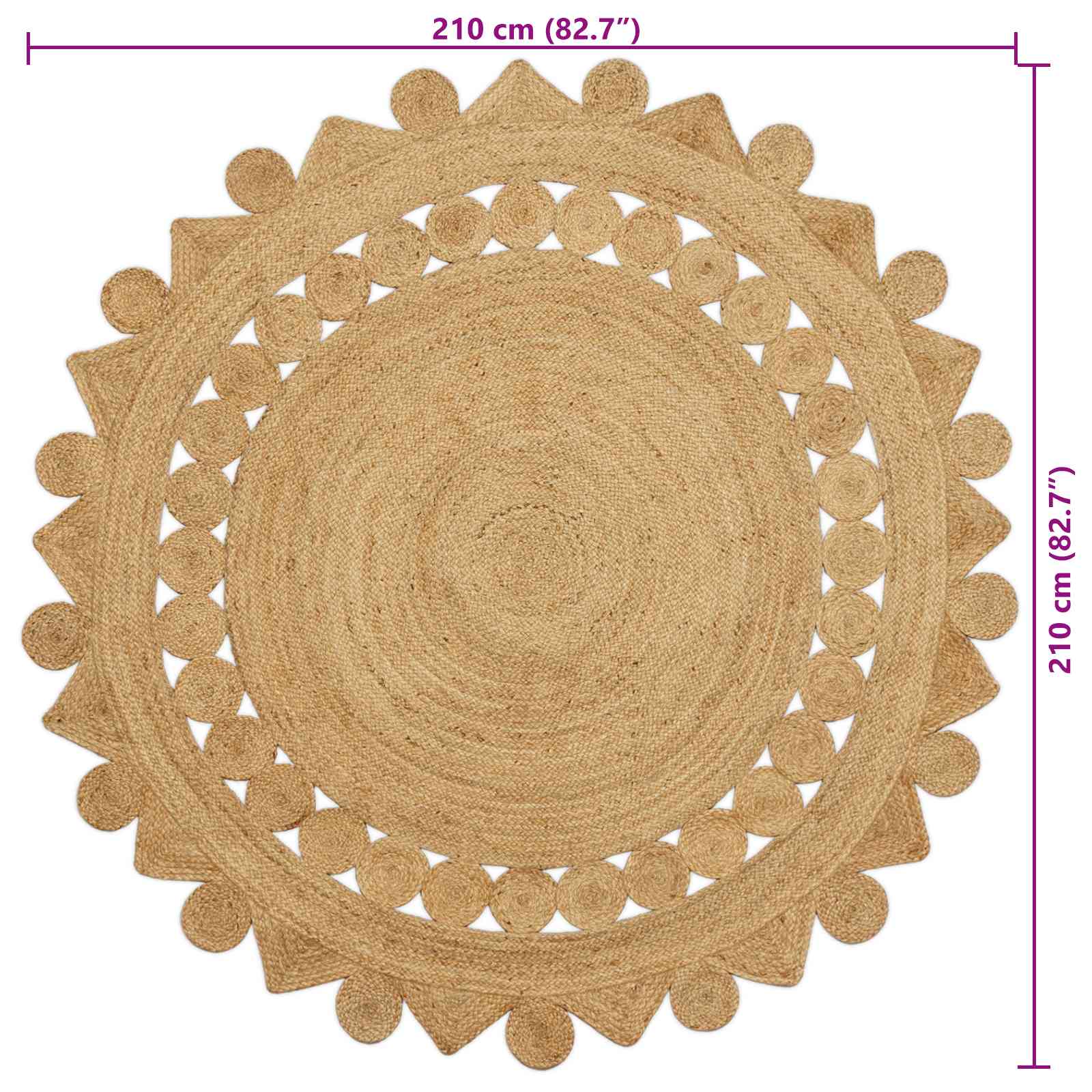 Χαλιά χώρου Φυσικό Ø 210 cm Γιούτα