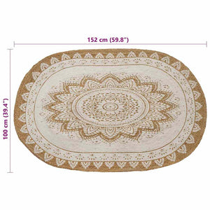 Χαλιά χώρου Floral Φυσικό με Λευκή Εκτύπωση 100 x 152 εκ.