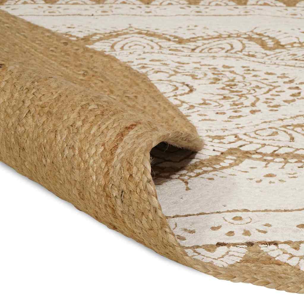 Χαλιά χώρου Floral Φυσικό με Λευκή Εκτύπωση 152 x 245 εκ Γιούτα