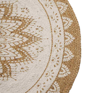 Χαλιά χώρου Floral Φυσικό με Λευκή Εκτύπωση 205 x 305 εκ Γιούτα