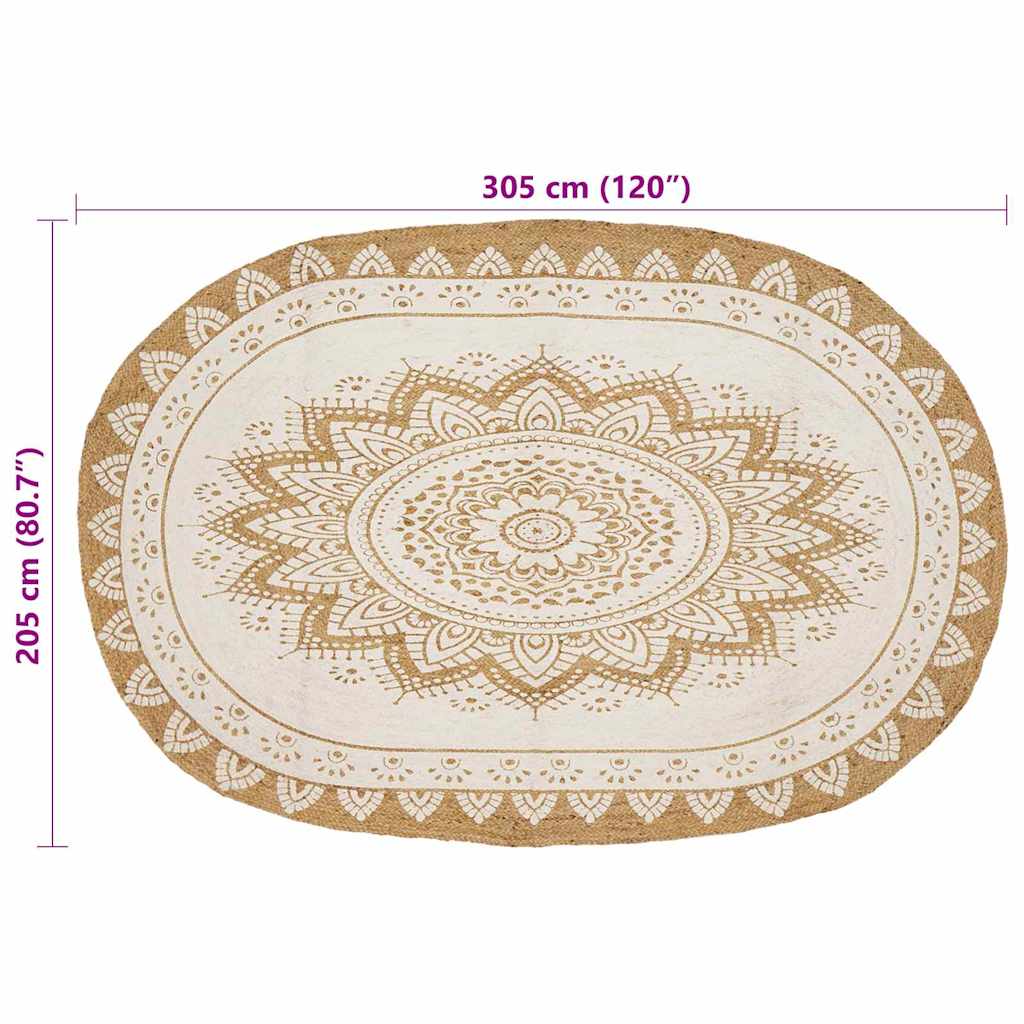 Χαλί από Ψάθα Floral Φυσικό 205 x 305 εκ Γιούτα