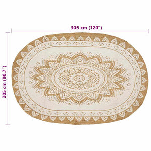 Χαλιά χώρου Floral Φυσικό με Λευκή Εκτύπωση 205 x 305 εκ Γιούτα