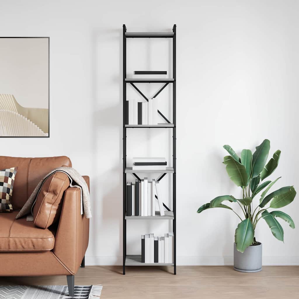 Ράφι Βιβλίων Γκρι sonoma 40 x 30 x 189,5 εκ Επεξεργασμένο ξύλο - Pakobazaar