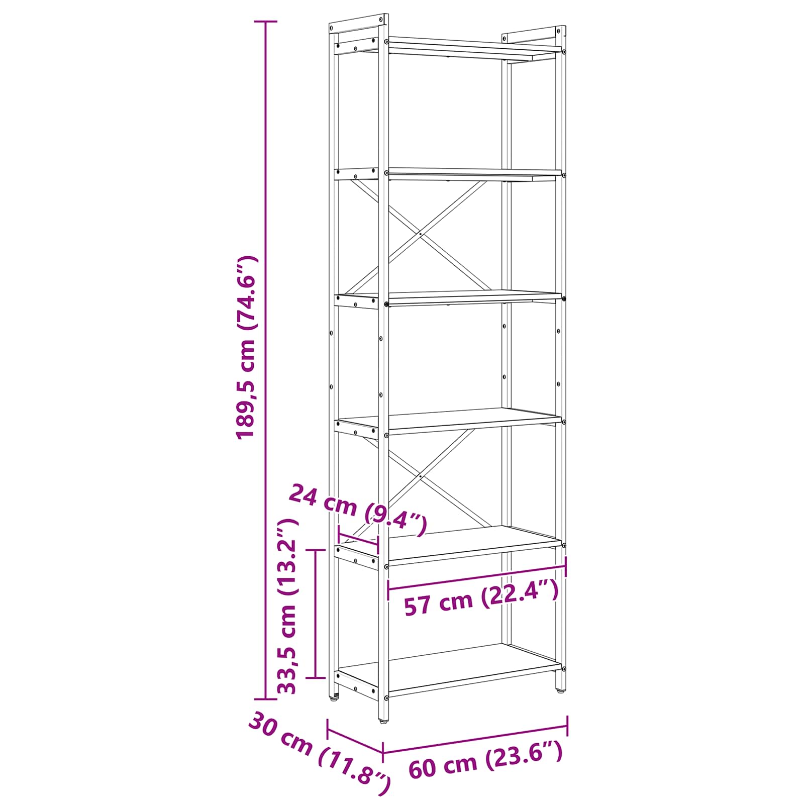 Ράφι Βιβλίων Δρύς Sonoma 40 x 30 x 85 εκ Επεξεργασμένο ξύλο - Pakobazaar
