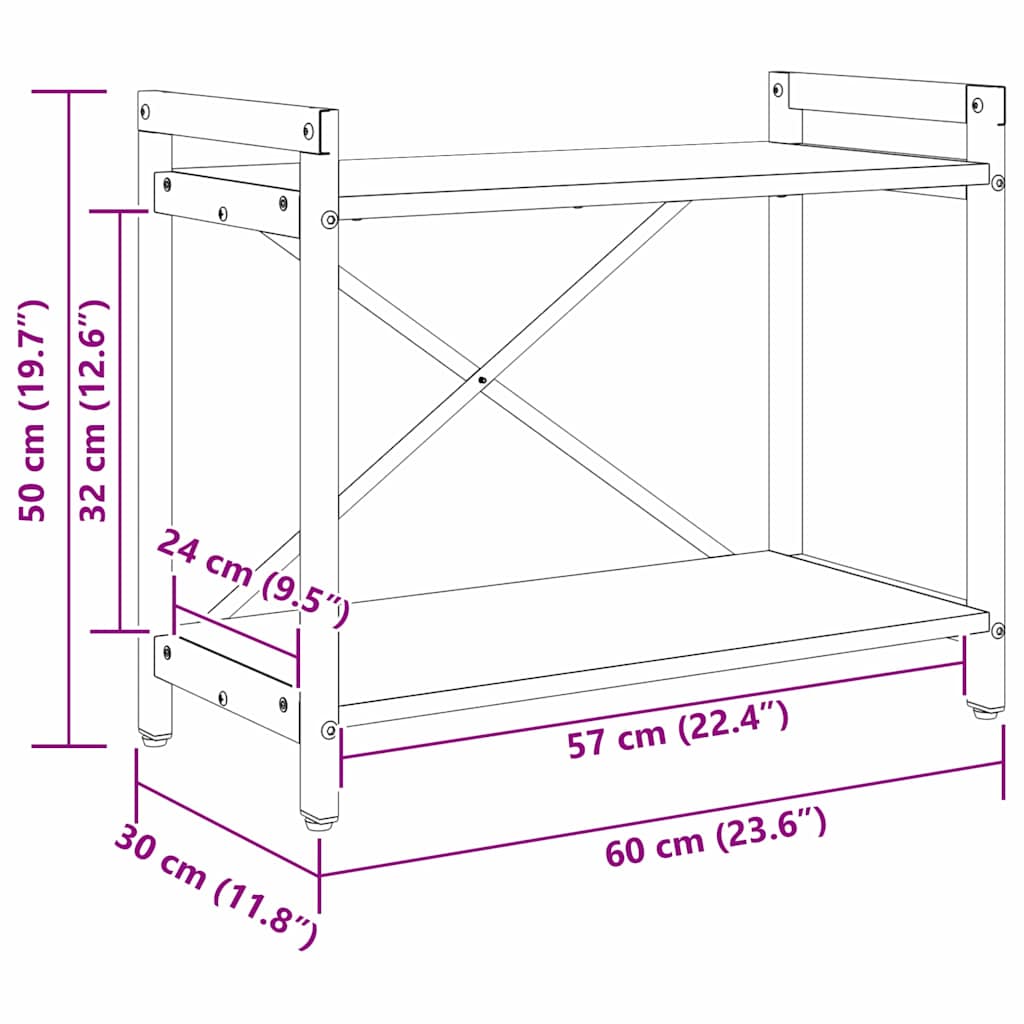 Ράφι Βιβλίων Δρύς Sonoma 60 x 30 x 50 εκ. Επεξεργασμένο ξύλο