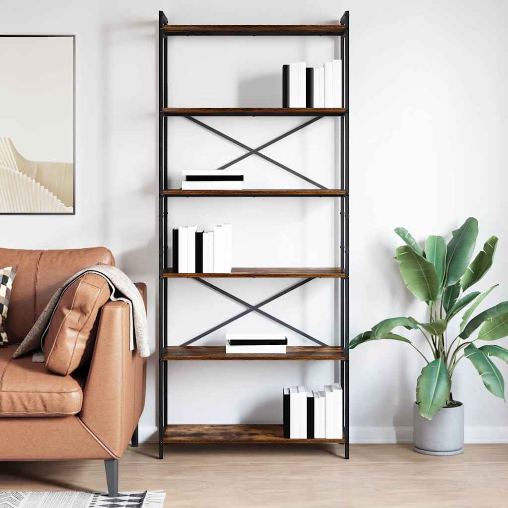 Ράφι Βιβλίων Καπνιστό Δρύς 80 x 30 x 189,5 εκ