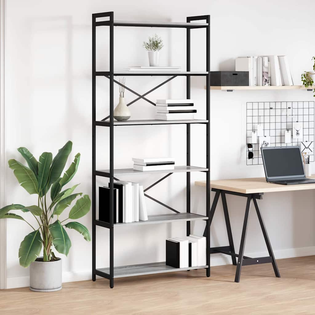 Ράφι Βιβλίων Γκρι sonoma 80 x 30 x 189,5 εκ Επεξεργασμένο ξύλο