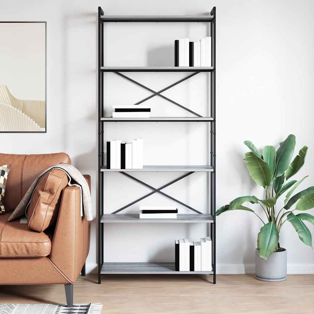 Ράφι Βιβλίων Γκρι sonoma 80 x 30 x 189,5 εκ Επεξεργασμένο ξύλο