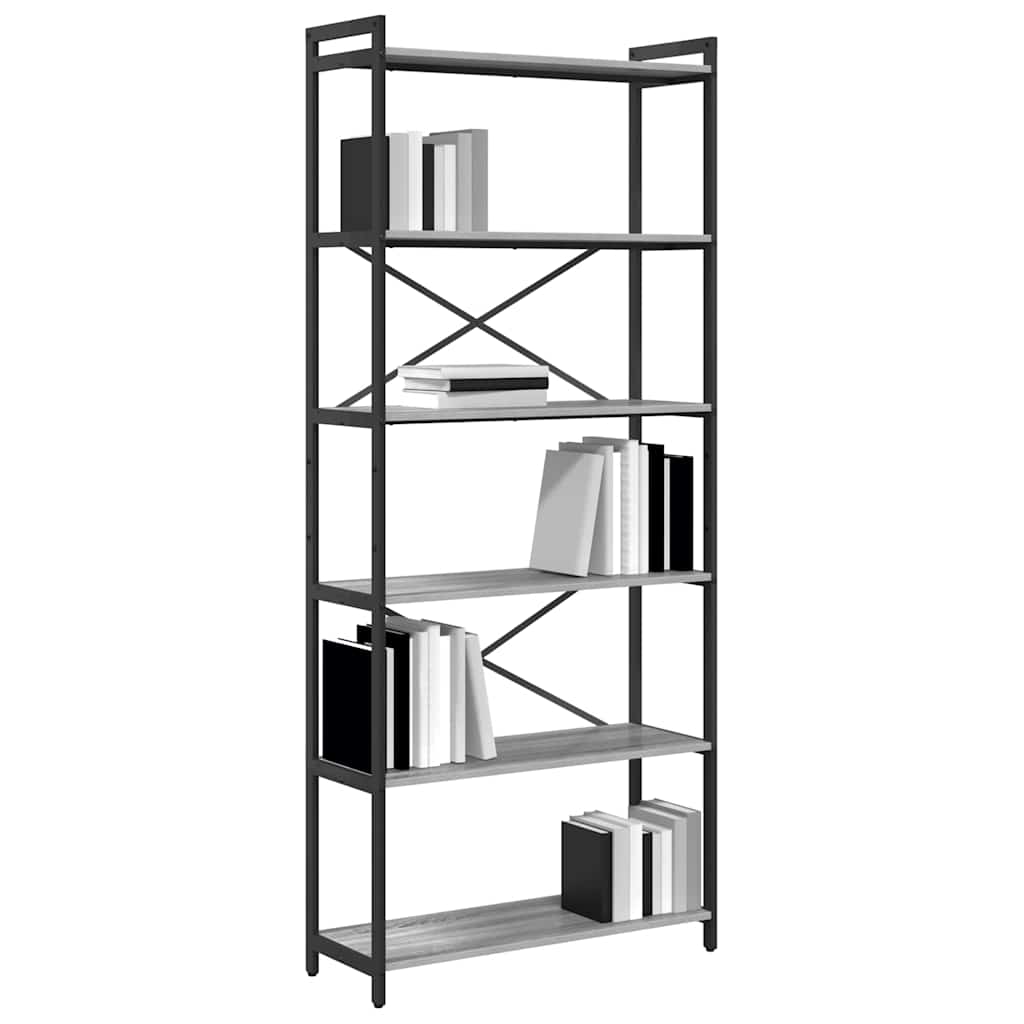 Ράφι Βιβλίων Γκρι sonoma 80 x 30 x 189,5 εκ Επεξεργασμένο ξύλο