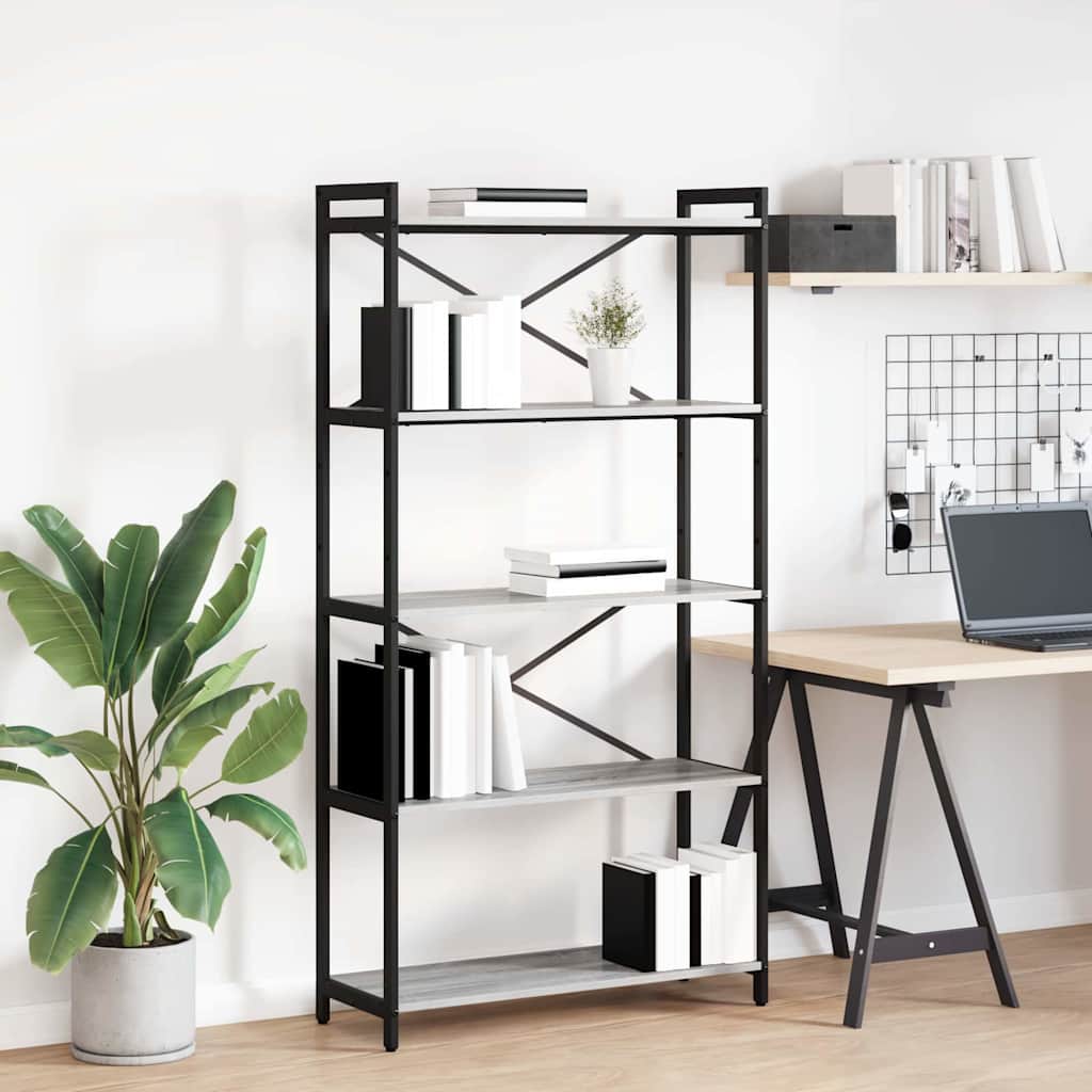 Ράφι Βιβλίων Γκρι sonoma 80 x 30 x 155 εκ Επεξεργασμένο ξύλο