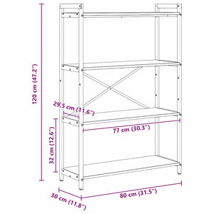 Ράφι Βιβλίων Καπνιστό Δρύς 80 x 30 x 120 εκ Επεξεργασμένο ξύλο - Pakobazaar