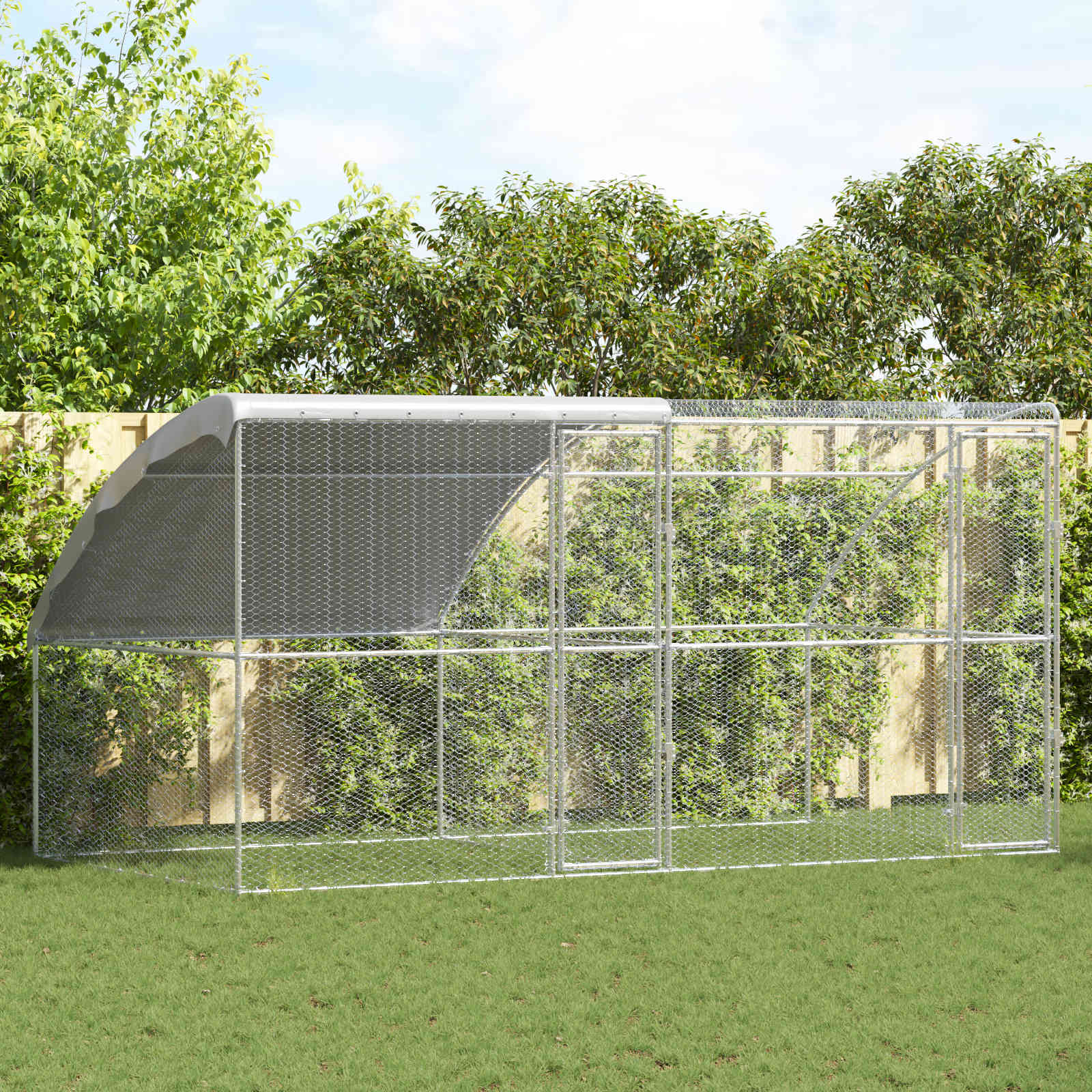 Κλουβί για κότες 2 pcs Ασημί 400 x 200 x 200 εκ. Χάλυβας και PE