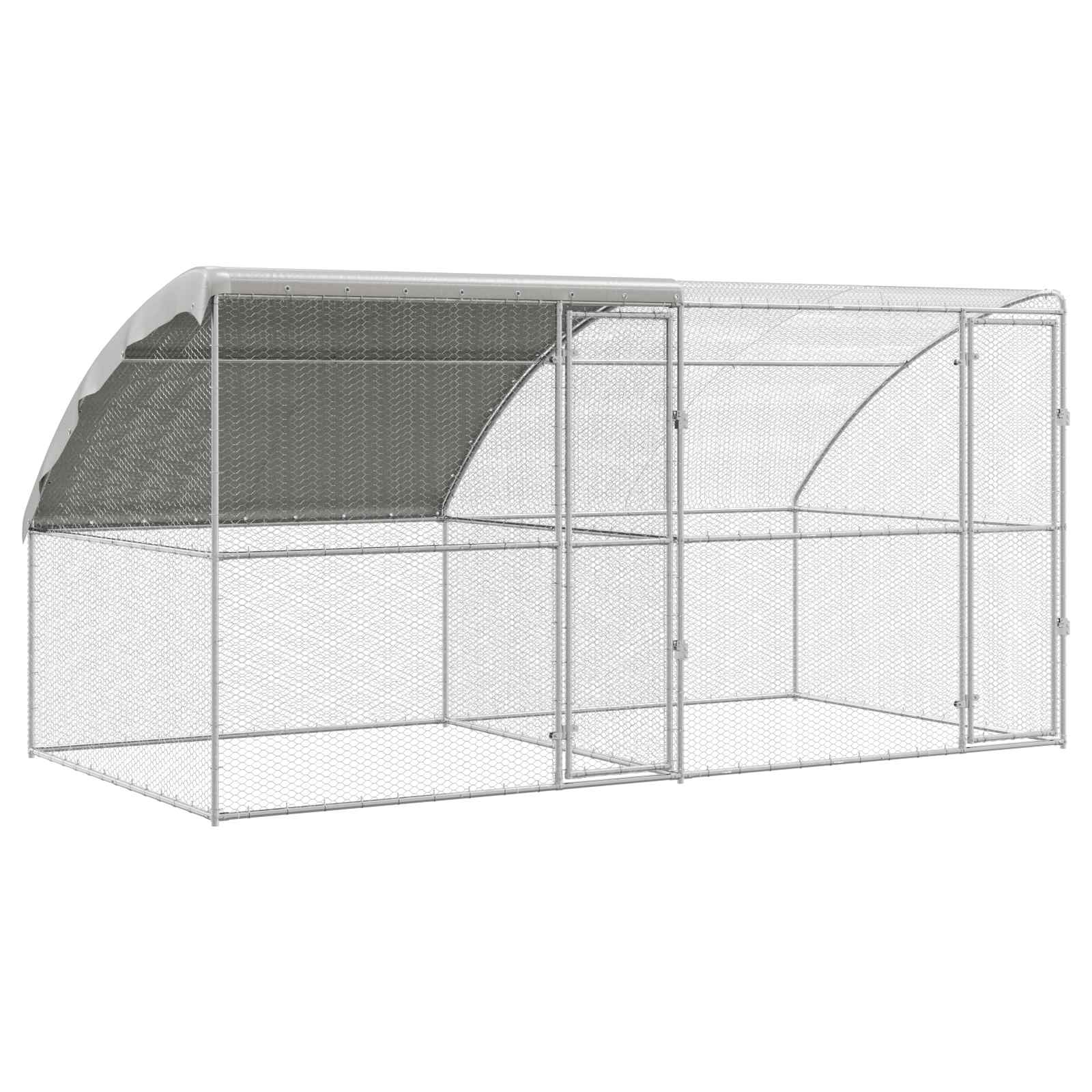 Κλουβί για κότες 2 pcs Ασημί 400 x 200 x 200 εκ. Χάλυβας και PE