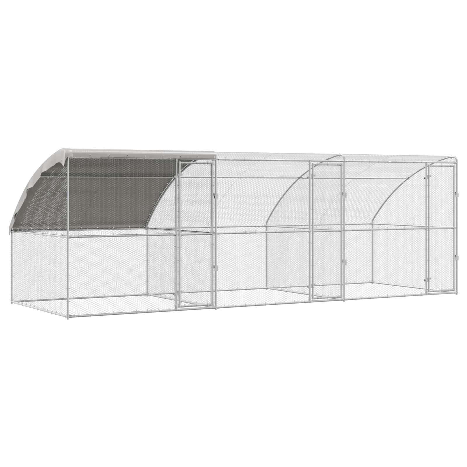 Κλουβί για κότες 3 pcs Ασημί 600 x 200 x 200 εκ. Χάλυβας και PE
