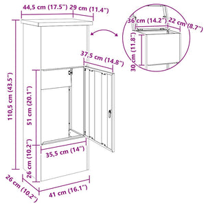 Θυρίδα Πακέτων με αποθήκευση Μαύρο 44,5 x 29 x 110,5 εκ Ατσάλι - Pakobazaar