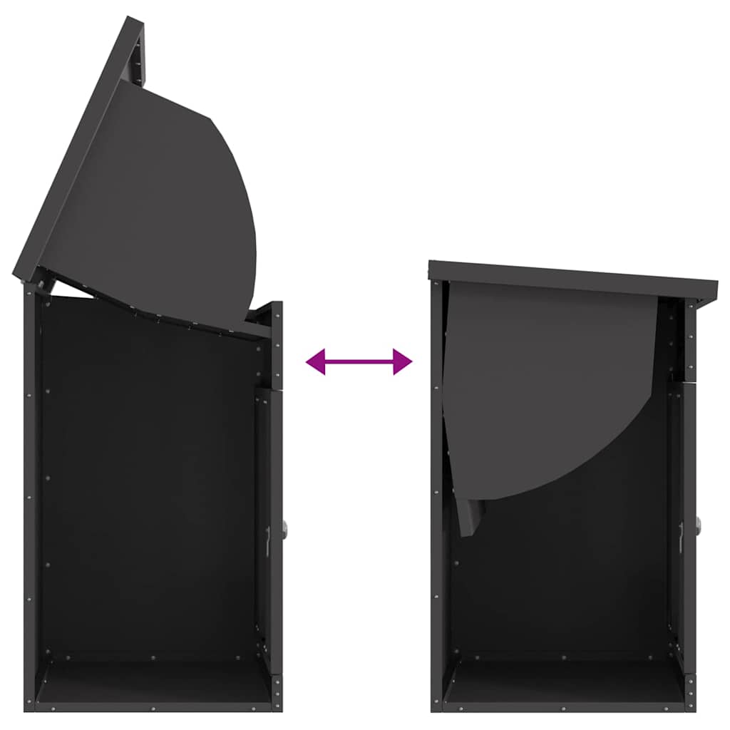 Θυρίδα Πακέτων με αποθήκευση Μαύρο 47,5 x 38 x 59 εκ. Ατσάλι - Pakobazaar