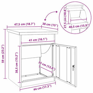 Θυρίδα Πακέτων με αποθήκευση Σκ rusty 47,5 x 38 x 59 εκ. - Pakobazaar