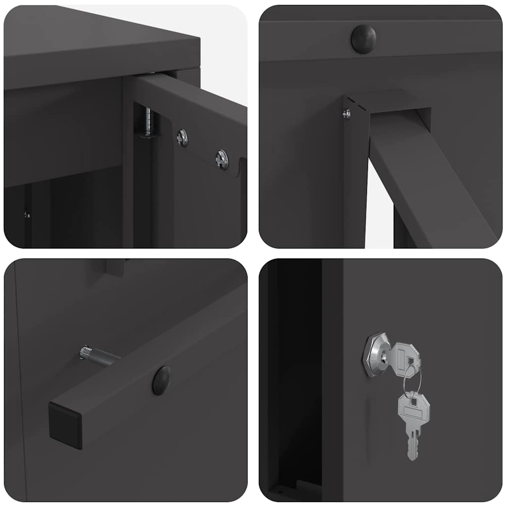 γραμματοκιβώτιο με αποθήκευση Μαύρο 30 x 20 x 55 εκ. Ατσάλι - Pakobazaar