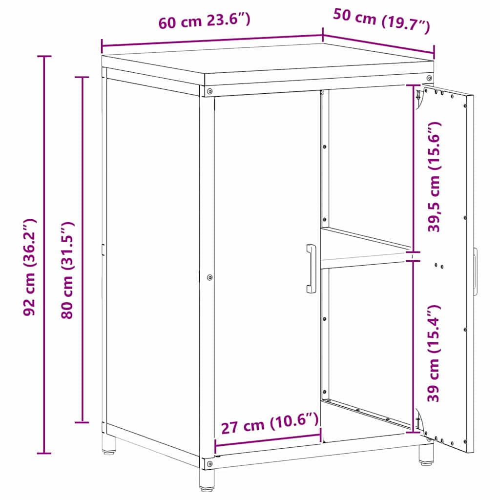 Αποθηκευτικός Χώρος Κουζίνας Σκ rusty 60 x 50 x 92 εκ Ατσάλι