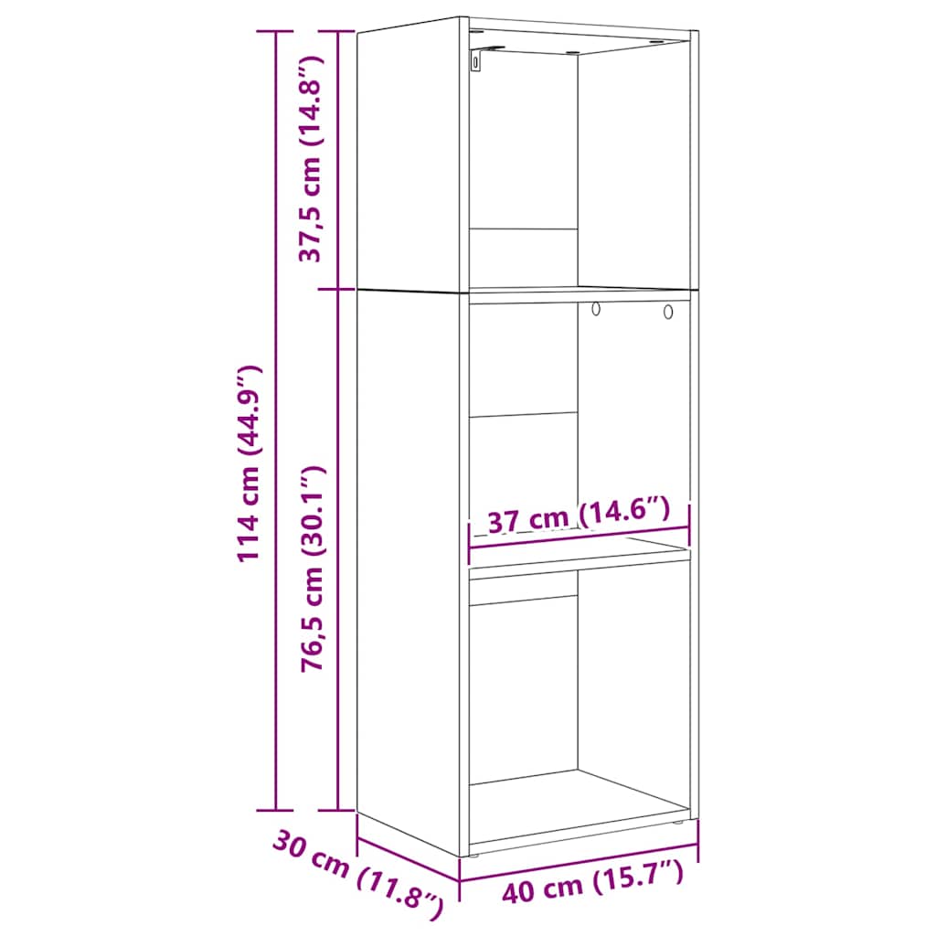 Ράφι Βιβλίων Μαύρη Οξυά 40 x 30 x 114 εκ. Επεξεργασμένο ξύλο - Pakobazaar