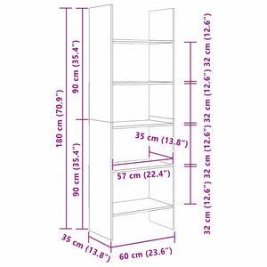 Βιβλιοθήκη 5 επίπεδα 60 x 35 x 180 εκατοστά Επεξεργασμένο Ξύλο