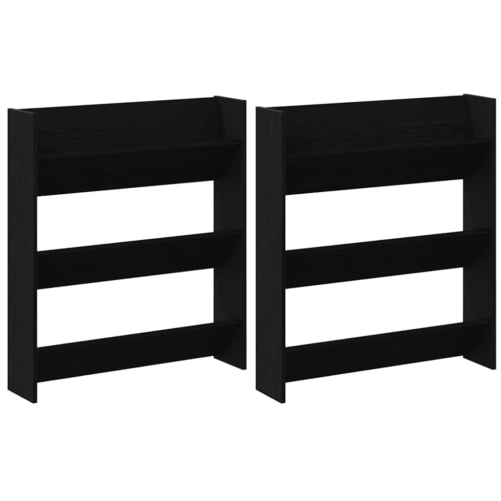 Ντουλάπα Παπουτσιών με ράφι 2 pcs Μαύρη Οξυά 86 x 18 x 90 εκ.