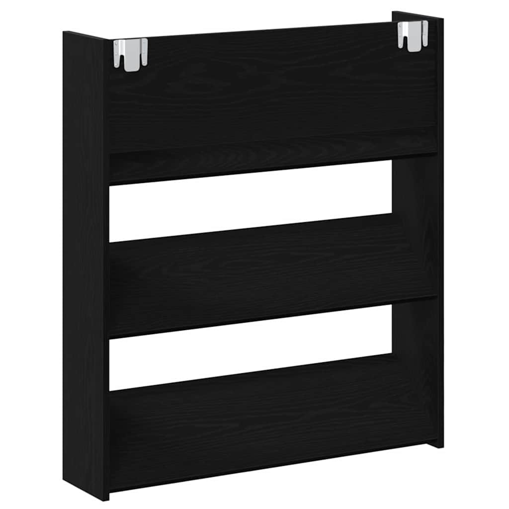 Ντουλάπα Παπουτσιών με ράφι 2 pcs Μαύρη Οξυά 86 x 18 x 90 εκ.