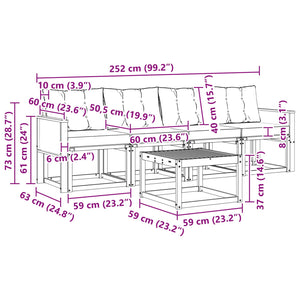 Σειρά Καναπέ Εξωτερικού με μαξιλάρι 5 pcs Φυσικό και Μαύρο - Pakobazaar