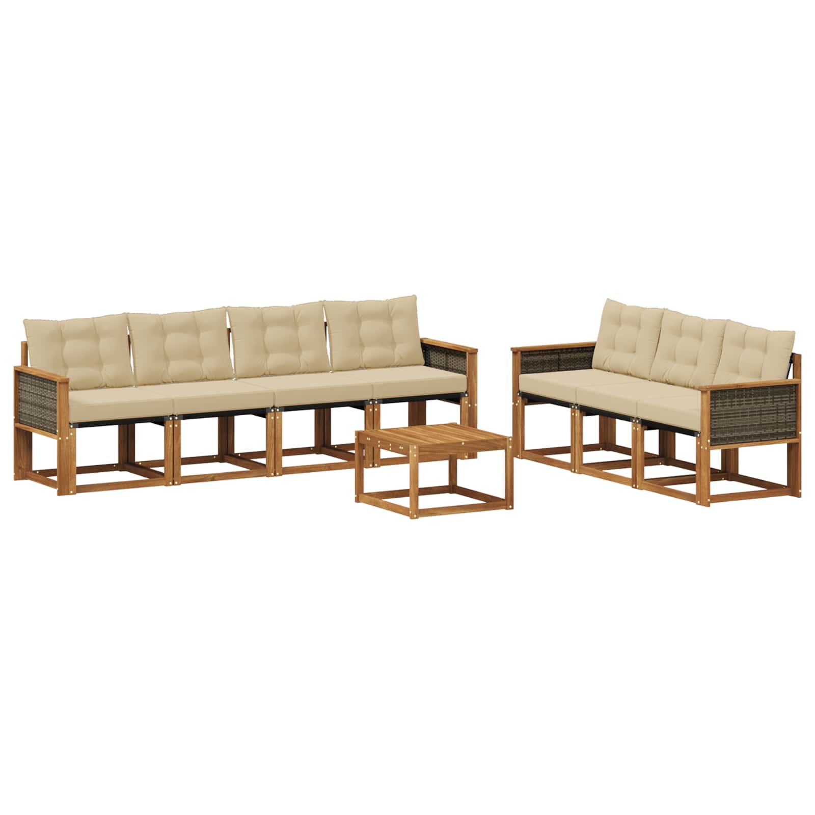 Σειρά Καναπέ Εξωτερικού με μαξιλάρι 8 pcs Φυσικό και Μπεζ - Pakobazaar