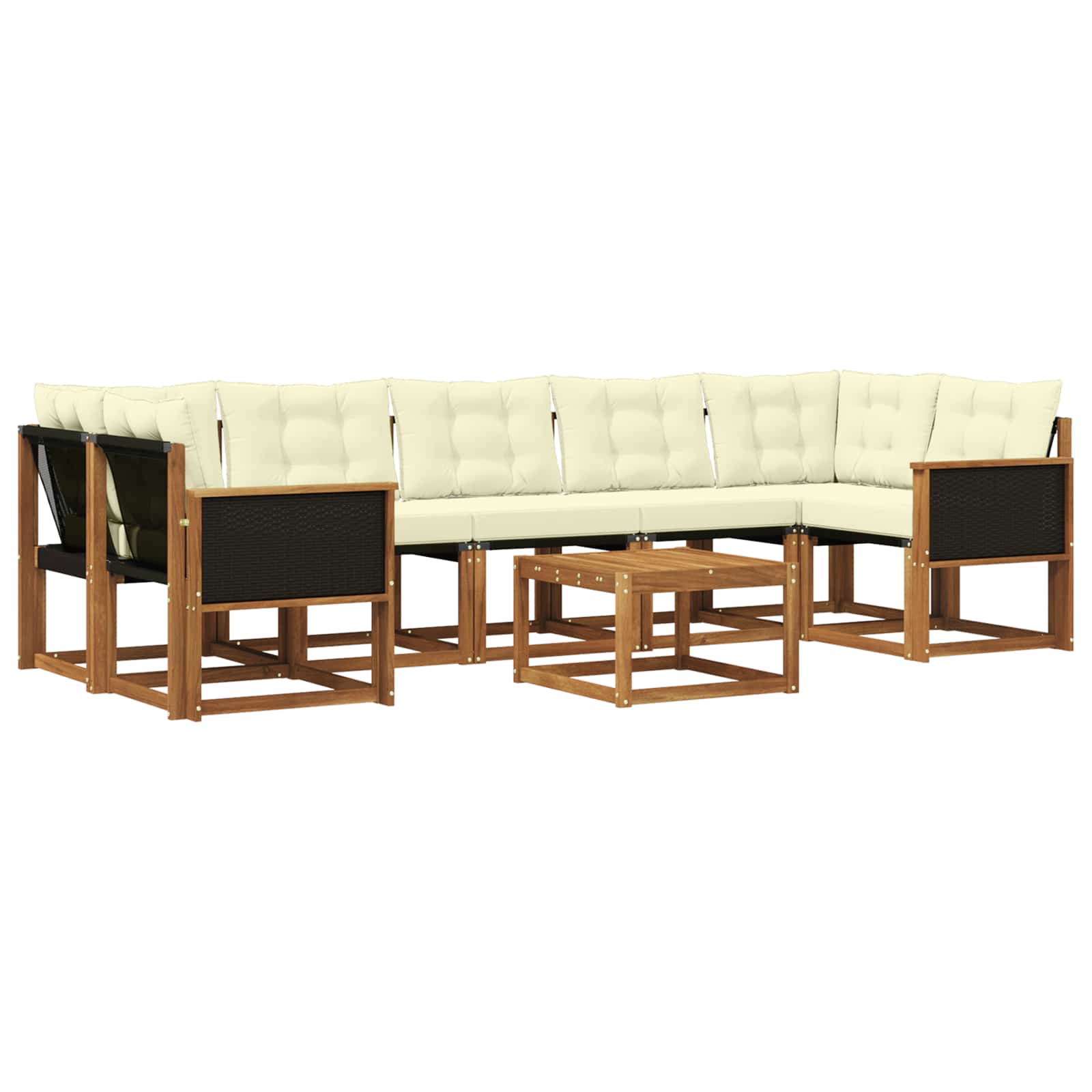 Σειρά Καναπέ Εξωτερικού με μαξιλάρι 8 pcs Φυσικό και Κρέμα - Pakobazaar