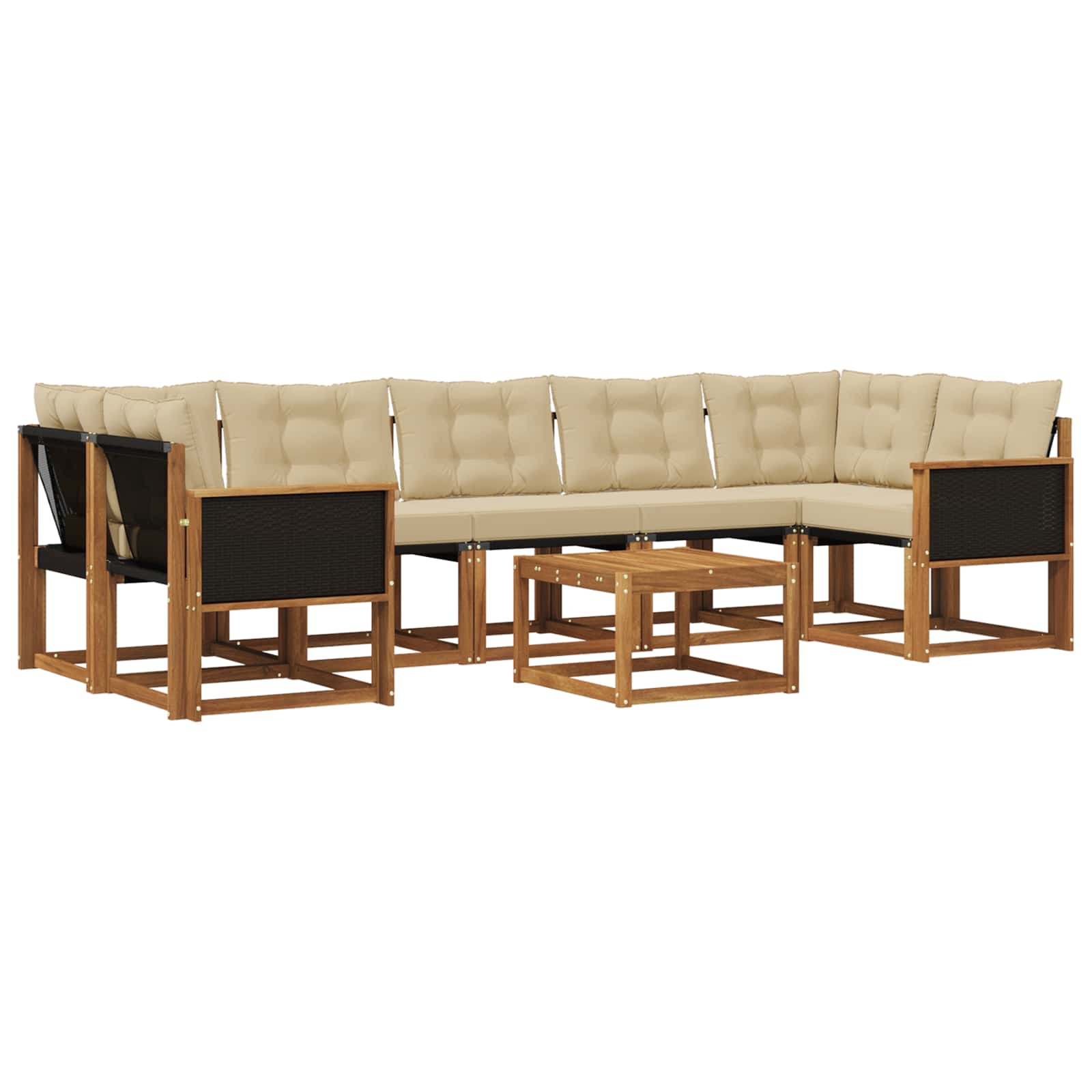 Σειρά Καναπέ Εξωτερικού με μαξιλάρι 8 pcs Φυσικό και Μπεζ - Pakobazaar