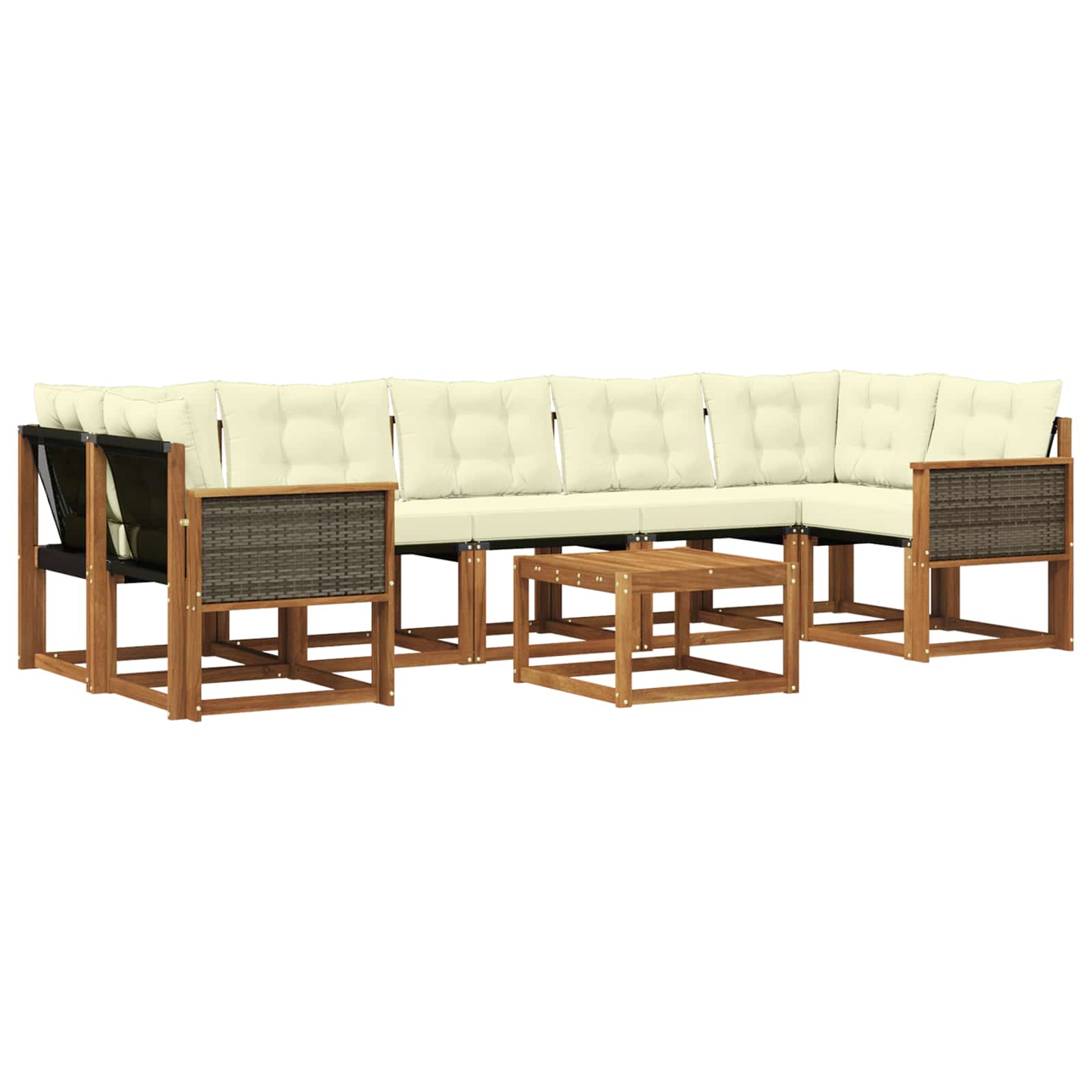 Σειρά Καναπέ Εξωτερικού με μαξιλάρι 8 pcs Φυσικό και Κρέμα - Pakobazaar
