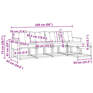 Σειρά Καναπέ Εξωτερικού 5 pcs Φυσικό και Ανοιχτό Γκρι - Pakobazaar