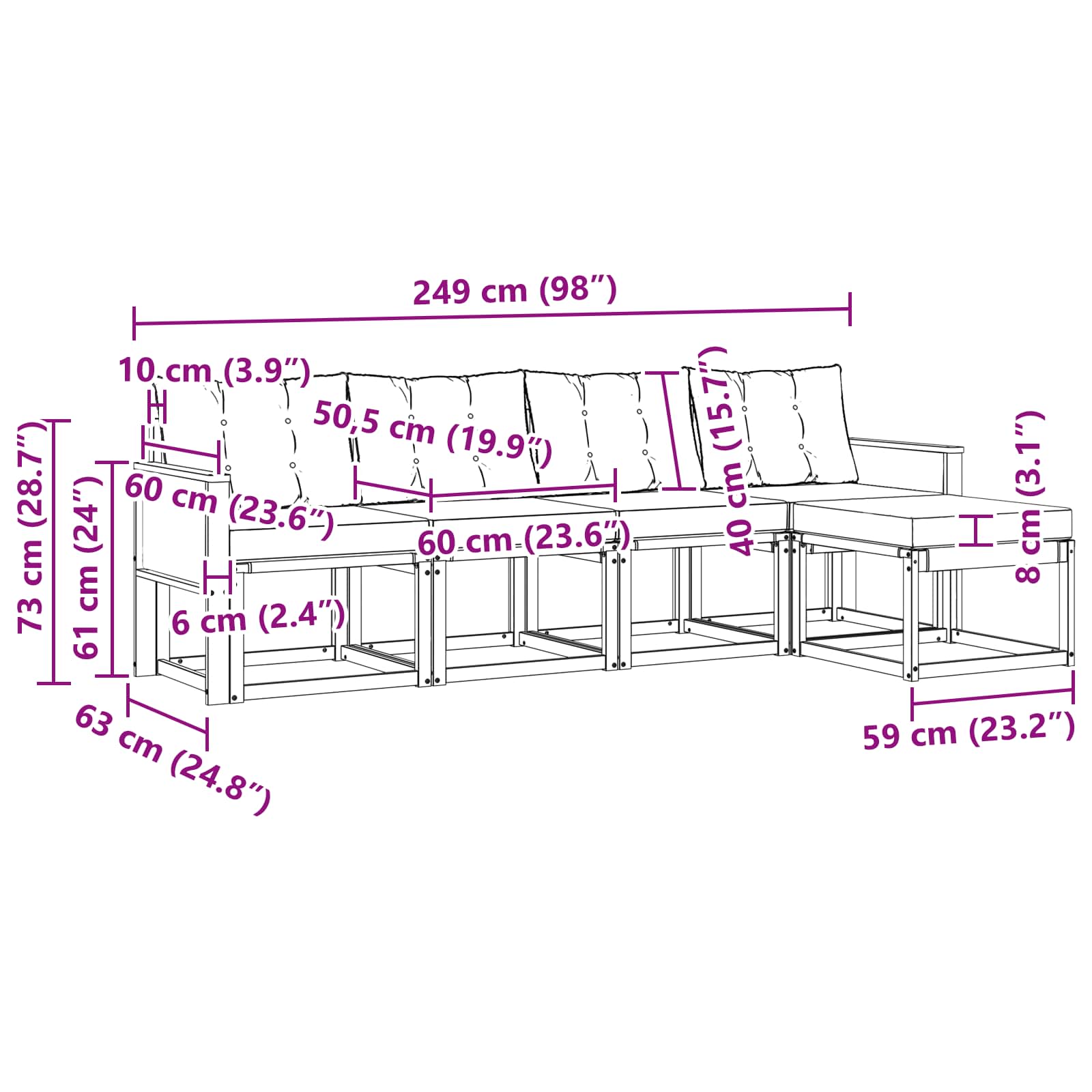 Σειρά Καναπέ Εξωτερικού με μαξιλάρι 5 pcs Φυσικό και Μπεζ - Pakobazaar