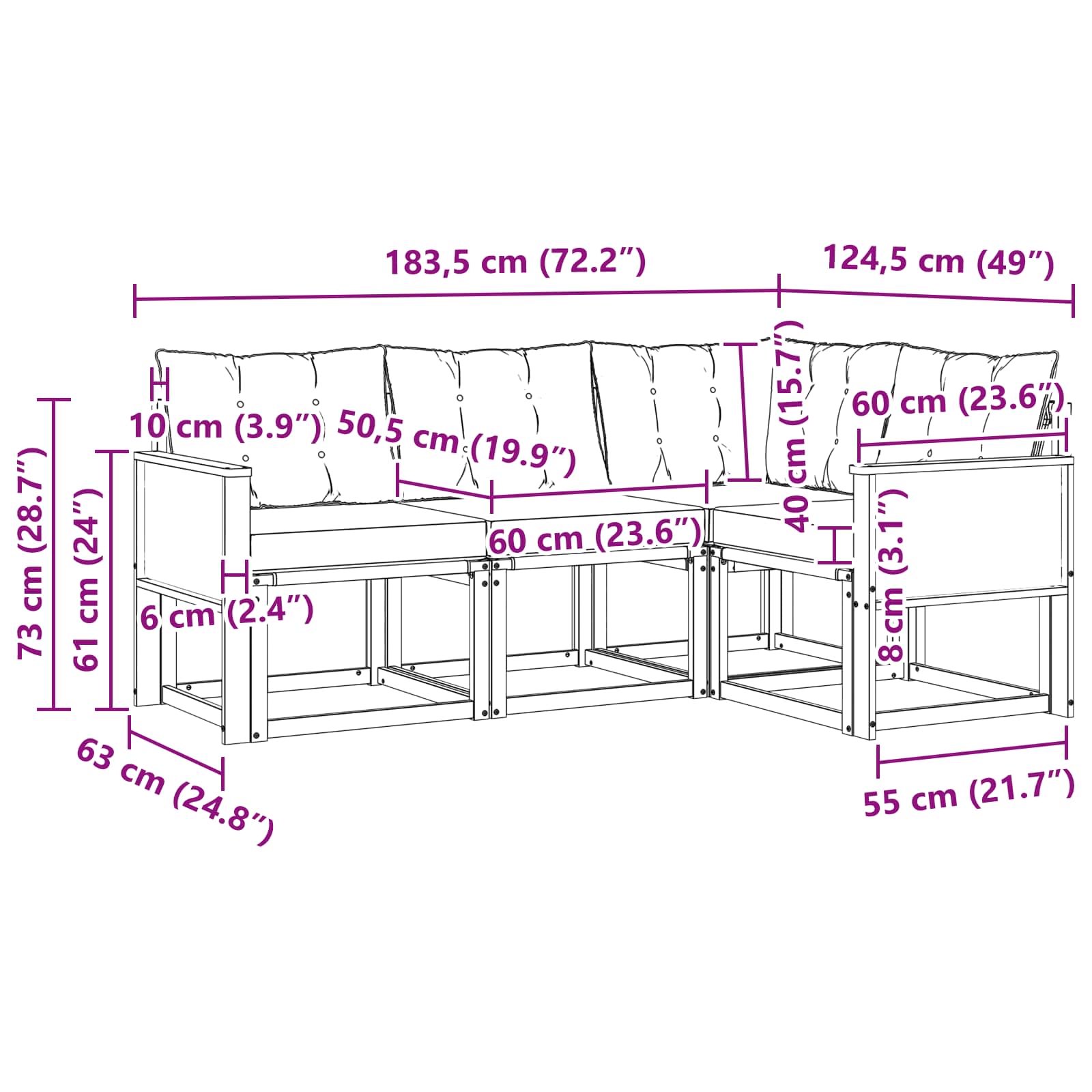Σειρά Καναπέ Εξωτερικού 4 pcs Φυσικό και Ανοιχτό Γκρι - Pakobazaar