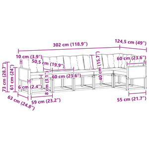 Σειρά Καναπέ Εξωτερικού με μαξιλάρι 6 pcs Φυσικό και Μπεζ - Pakobazaar