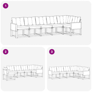 Σειρά Καναπέ Εξωτερικού 6 pcs Φυσικό και Ανοιχτό Γκρι - Pakobazaar