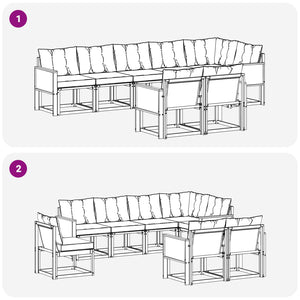 Σειρά Καναπέ Εξωτερικού με μαξιλάρι 8 pcs Φυσικό και Κρέμα - Pakobazaar