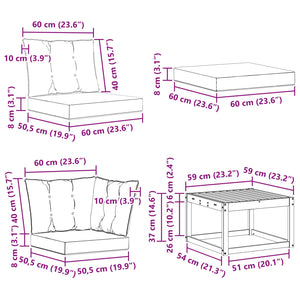 Σειρά Καναπέ Εξωτερικού με μαξιλάρι 7 pcs Φυσικό και Κρέμα - Pakobazaar
