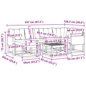 Σειρά Καναπέ Εξωτερικού 7 pcs Φυσικό και Ανοιχτό Γκρι - Pakobazaar
